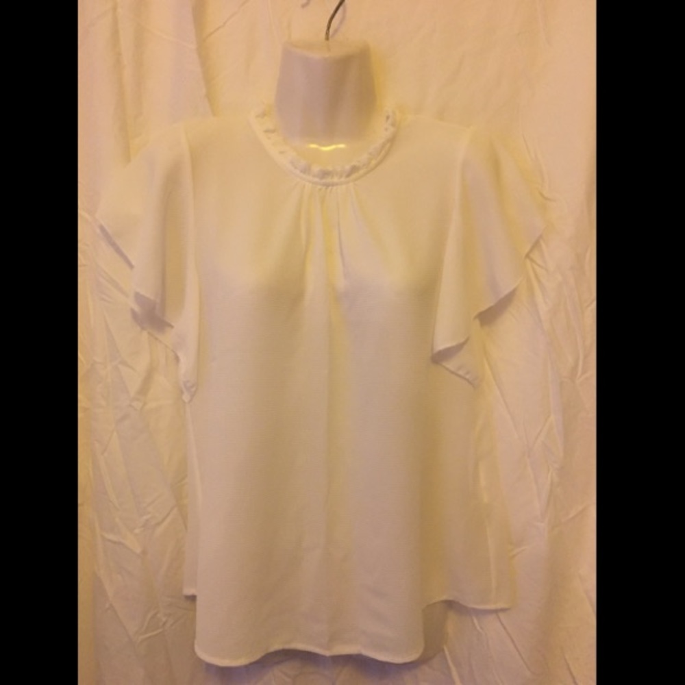 White Short Sleeve Ladies Blouse